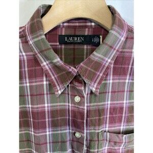Ralph Lauren Womens Shirt L Plaid Check Flannel Button LRL Black Label Cabincore